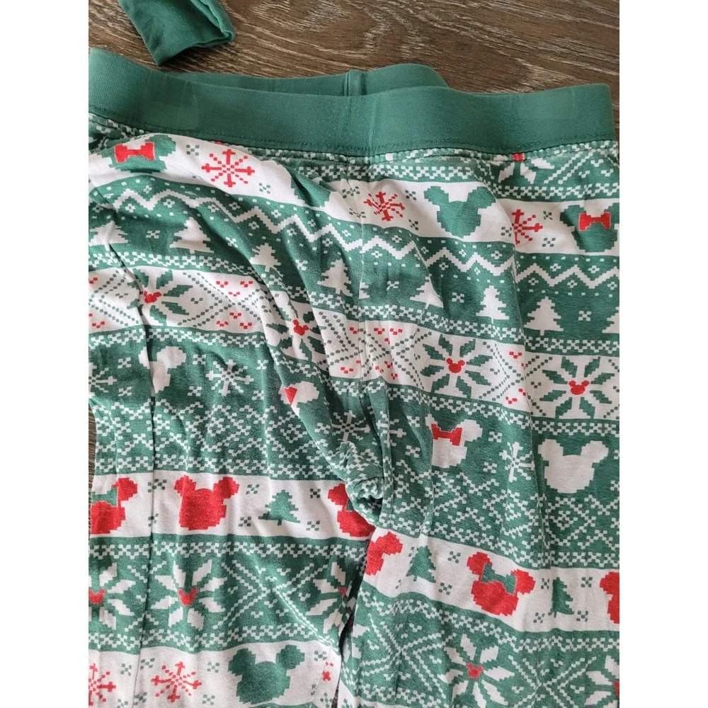 Little Sleepies Disney Mickey Mouse Fair Isle Bamboo Pajama Green 3T Holiday #2
